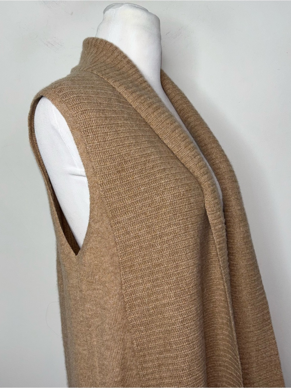 Charter Club Sleeveless Open Front Cashmere Sweater Vest M Camel Brown - Picture 8 of 13